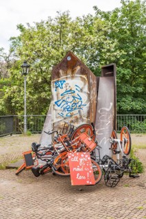 DEU Germany Germany Berlin Bikes from the hire company Mobike have been assembled into a special
