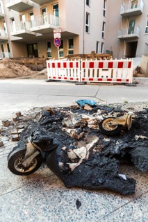 DEU Germany Germany Berlin Scene from Rigaer Strasse, where squatters protest against the further