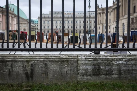 DEU Germany Germany Berlin Impressions from Humboldt University Unter den Linden. Book stalls with