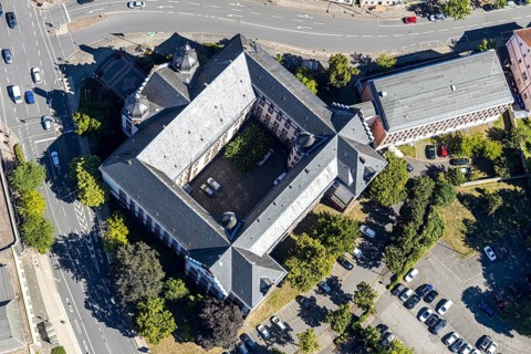 Aerial view, town hall Hamm, former district court building, Hamm, Ruhr area, North