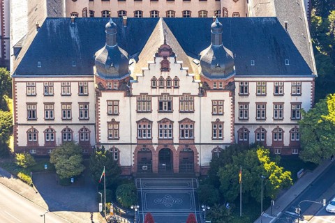 Aerial view, town hall Hamm, former district court building, Hamm, Ruhr area, North