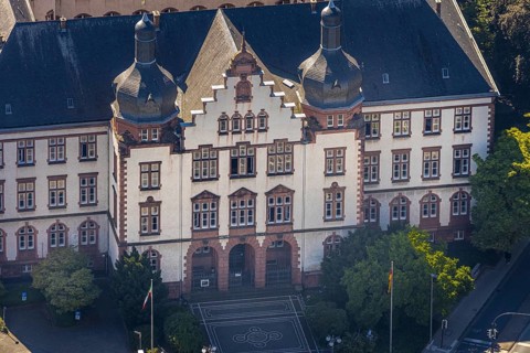 Aerial view, town hall Hamm, former district court building, Hamm, Ruhr area, North