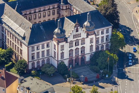 Aerial view, town hall Hamm, former district court building, Hamm, Ruhr area, North
