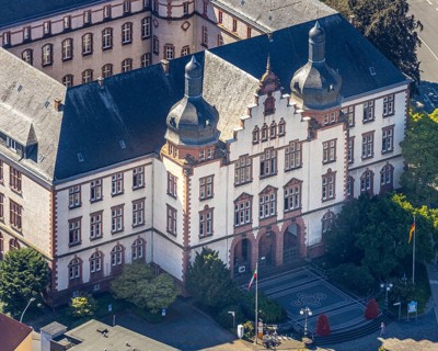 Aerial view, town hall Hamm, former district court building, Hamm, Ruhr area, North