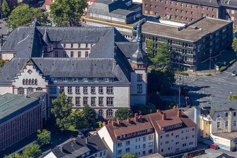 Aerial view, town hall Hamm, former district court building, Hamm, Ruhr area, North