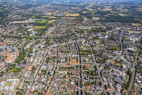Aerial view, Hamm-Mitte, southern centre with Goethestraße, Hamm, Ruhr area, North