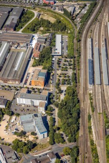 Aerial view, Unionstraße behind Hamm main station, DB Netz AG, production implementation Hamm,