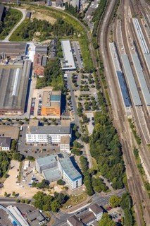 Aerial view, Unionstraße behind Hamm main station, DB Netz AG, production implementation Hamm,