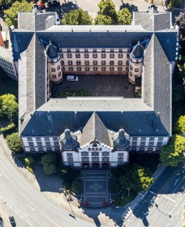 Aerial view, town hall Hamm, former district court building, Hamm, Ruhr area, North