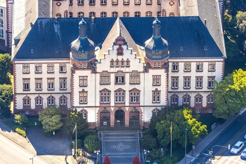 Aerial view, town hall Hamm, former district court building, Hamm, Ruhr area, North