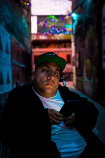 DEU Germany Germany Berlin The rapper and MC Malik in front of his performance in the bathhouse on