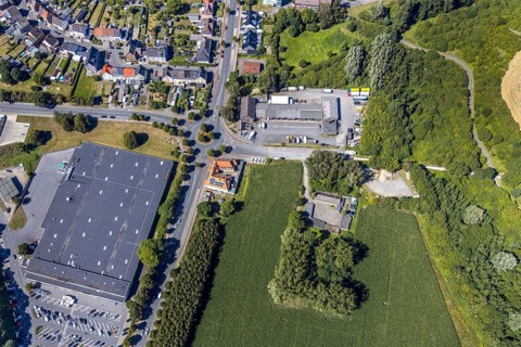 Aerial view, roundabout Münsterstraße Warendorfer Straße, Sachsenring, Heessen, Hamm, Ruhr area,
