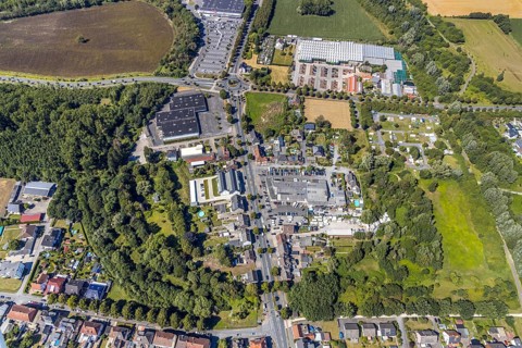 Aerial view, roundabout Münsterstraße Warendorfer Straße, Sachsenring, Heessen, Hamm, Ruhr area,