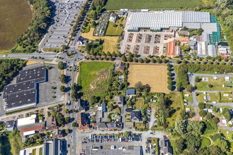Aerial view, roundabout Münsterstraße Warendorfer Straße, Sachsenring, Heessen, Hamm, Ruhr area,