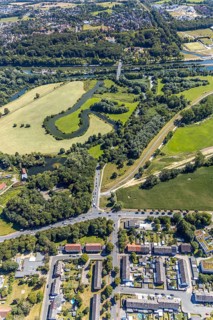 Aerial view, intersection Dolberger Straße, Fährstraße and Amtsstraße in Heessen, Hamm, Ruhr area,