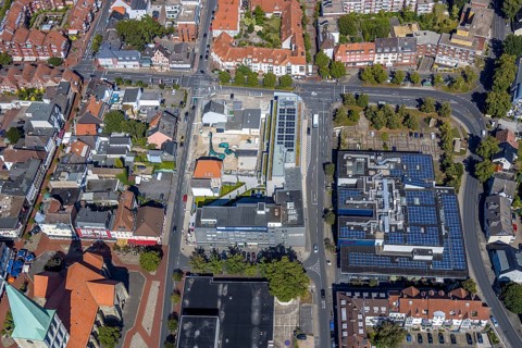 Aerial view, construction site, new building, Pressehaus Westfälischer Anzeiger, Radio Lippewelle,