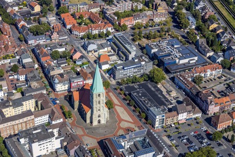 Aerial view, construction site, new building, Press House Westfälischer Anzeiger, Radio Lippewelle,