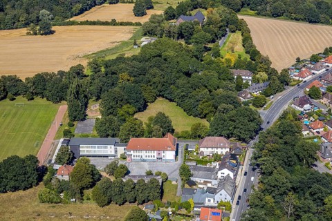 Aerial view, primary school Josefschule, Hamm, Ruhr area, North Rhine-Westphalia, Germany, DE,