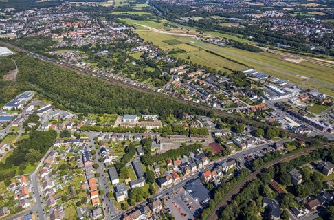 Aerial view, overview Münsterstraße - Westberger Weg, Hauptschule Karlschule,