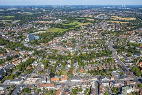 Aerial view, view over area between Ahornallee and Caldenhofer Weg in east direction, Hamm, Ruhr