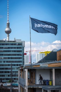 DEU Germany Germany Berlin The alternative project Holzmarkt on the banks of the Spree The flag