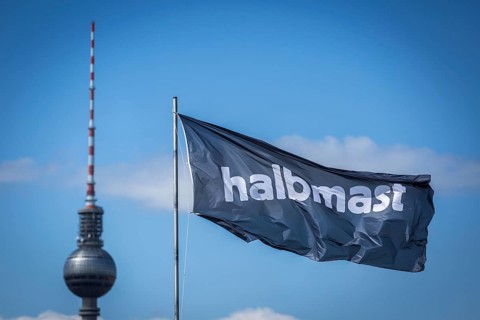 DEU Germany Germany Berlin The alternative project Holzmarkt on the banks of the Spree The flag