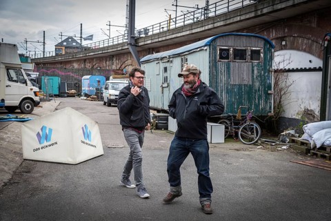 DEU Germany Germany Berlin The alternative project Holzmarkt am Spreeufer.Juval and Mario with the