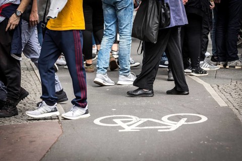 DEU Germany Germany Berlin scene with cyclists in the capital.cyclists and pedestrians get in each