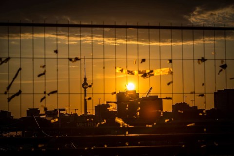 DEU Germany Germany Berlin Sunset on the Warsaw Bridge