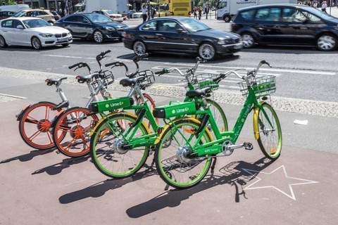 DEU Germany Germany Berlin Rental bikes in the city. Electric bikes from the provider Lime E and