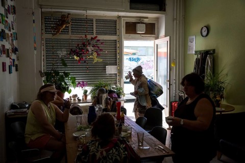 DEU Germany Germany Berlin Homeless woman meet at Eva's Haltestelle, a drop-in centre for people in