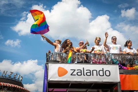DEU Germany Germany Berlin Scenes of the Christopher Street Day CSD on a hot Saturday . The Zalando
