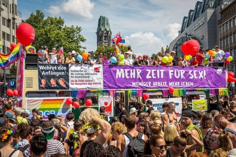 DEU Germany Germany Berlin Scenes of the Christopher Street Day CSD on a hot Saturday . Car from