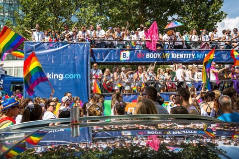 DEU Germany Germany Berlin Scenes of the Christopher Street Day CSD on a hot Saturday . The car