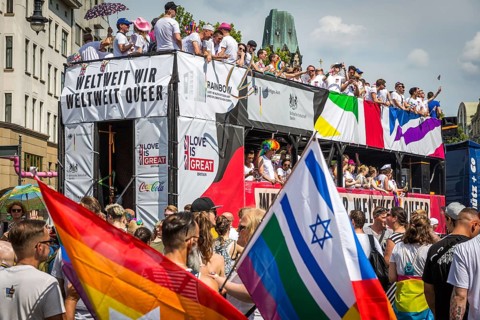 DEU Germany Germany Berlin Scenes of the Christopher Street Day CSD on a hot Saturday . The float