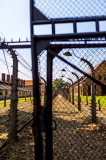 POL Poland Poland Auschwitz barrier fence at the memorial site of the former Auschwitz