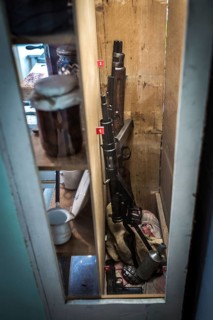 POL Poland Poland Krakow Krakow Hiding place for weapons in a cupboard in the exhibition of the