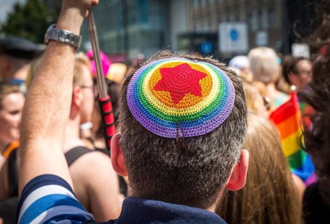 DEU Germany Germany Berlin Scenes of the Christopher Street Day CSD on a hot Saturday . Jew with