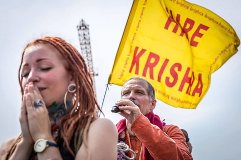 DEU Germany Germany Berlin A rally of the Hare Krishna sect in Mitte