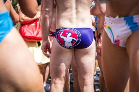 DEU Germany Germany Berlin Scenes of the Christopher Street Day CSD on a hot Saturday . Swimming