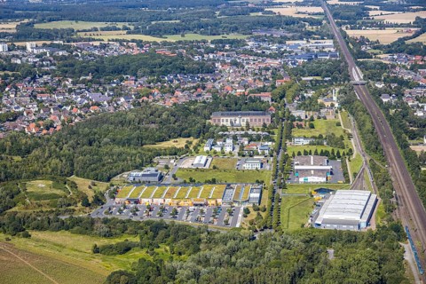 Aerial view, Alfred-fisherman-Halle, Halde Sachsen, Heessen, Hamm, Ruhr area, North