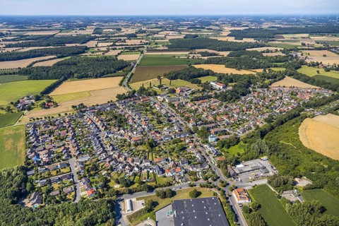 Aerial view, Kötterberg housing estate, Münsterstraße business location, Warendorfer Straße -
