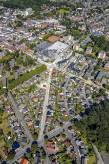 Aerial view, road construction, Baumerstrasse, Rautensteinstrasse, Friedrich-Ebert-Strasse,