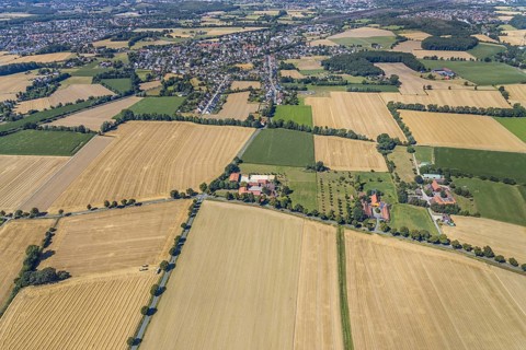 Aerial view, DPD depot in Hamm, truck stop Osterbönener Weg, logistics centre, Hamm, Ruhr area,
