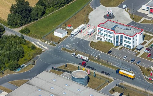 Aerial view, DPD depot in Hamm, truck stop Osterbönener Weg, logistics centre, Hamm, Ruhr area,
