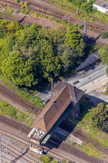 Aerial view, seven bridges, Günterstraße, railway subway, marshalling yard, former signal box,