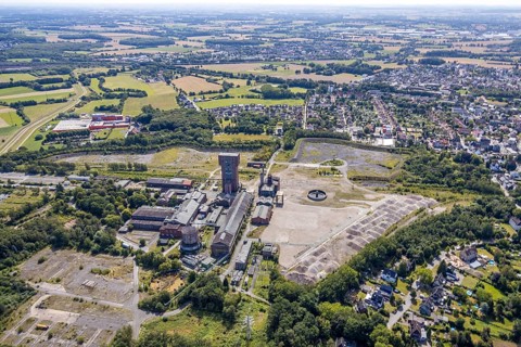 Aerial view, Former Ost colliery, Old Heinrich-Robert colliery, Hammerhead tower, former colliery,