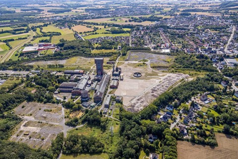 Aerial view, Former Ost colliery, Old Heinrich-Robert colliery, Hammerhead tower, former colliery,