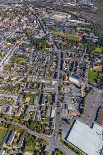Aerial view, city centre view, Wilhelmstraße, sports centre west, Hamm, Ruhr area, North