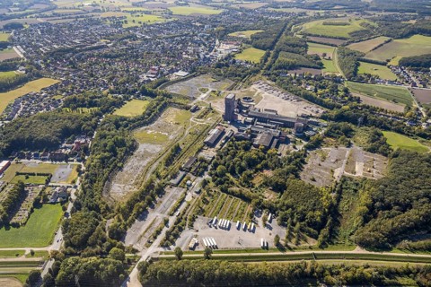 Aerial view, former Ost Heinrich Robert mine, Wiescherhöfen, Hamm, Ruhr area, North
